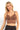 SaltTree ANWND brown floral lace bralette top with V-neckline, adjustable straps, and a scalloped hem on a model.