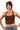 SaltTree ANWND brown cropped halter neck tank top worn by a model with blue denim jeans