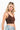 SaltTree model wearing a brown ANWND ribbed crop cami with delicate lace-trim neckline and adjustable straps