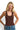 SaltTree ANWND brown scoop neck sleeveless seamless bodysuit worn by a smiling blonde model with blue jeans
