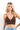 SaltTree ANWND brown seamless V-neck cami top with center-front trim worn by a blonde model