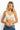 SaltTree ANWND ivory ribbed V-neck bra top with a comfortable stretch fit worn by a blonde model