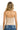SaltTree ANWND nude seamless cami top with spaghetti straps viewed from the back on a model wearing blue jeans