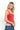 SaltTree ANWND red square neck sleeveless bodysuit with wide straps on a blonde model wearing blue jeans