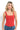 SaltTree ANWND red square neck bodysuit with wide straps worn by a blonde model with blue jeans