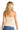 SaltTree ANWND taupe ribbed knit double-layered cami top with thin straps worn by a blonde model, back view