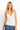 SaltTree ANWND white camisole top with sweetheart neckline, adjustable straps, and built-in molded bra cups on a model