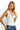 SaltTree ANWND white plunge neck bodysuit with wide straps worn by a blonde model in a studio setting