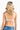 SaltTree ANWND white ribbed cami bra top with a unique one-strap back design worn by a model with blonde hair.