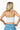 SaltTree ANWND white ribbed crop cami with lace trim and adjustable straps worn by a blonde model from the back