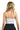 SaltTree ANWND white seamless bustier crop top viewed from the back on a model with adjustable spaghetti straps