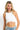 SaltTree ANWND white seamless high neck crop top worn by a blonde model against a white background