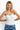 SaltTree ANWND white sweetheart neckline bodysuit with adjustable spaghetti straps worn by a smiling blonde model