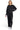 Model wearing a SaltTree black fleece crew neck sweatshirt with a relaxed fit and ribbed trims, paired with matching pants.