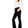 SaltTree black mid-rise flare jeans with a 33.75" inseam, made from cotton, rayon, and spandex blend.