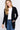SaltTree model wearing a black Active Basic open front sweater cardigan with rib banded trim and front pockets.