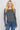 SaltTree model wearing a charcoal grey Active Basic round neck button-front cardigan in a soft viscose-nylon blend.