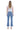SaltTree Flying Monkey high rise kick flare jeans in medium wash with a trouser slit hem, worn by a model from behind.