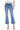 SaltTree Flying Monkey high rise medium wash denim jeans with a kick flare silhouette and trouser slit hem detail.