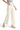 SaltTree high rise wide leg crop pants in off-white stretch twill with a raw hem, worn by a model in a studio.
