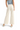 SaltTree high rise wide leg crop pants in off-white stretch twill with a raw hem, viewed from the back.