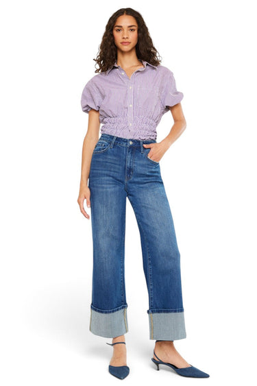 Kancan - Delia High-Rise Crop Wide-Leg Jeans (27" Cuffed Inseam) - KC20091D