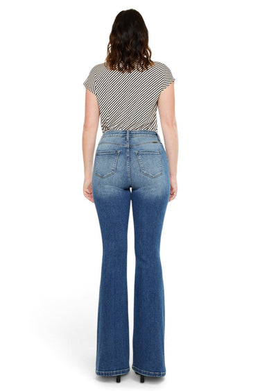 Kancan - High-Rise Wide Flare Curvy Jeans in Medium Wash (33" Inseam) - kc20099mcv