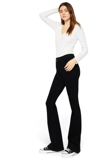 Kancan - Mid Rise Flare Black Jeans (33.75" Inseam) - KC6102BK