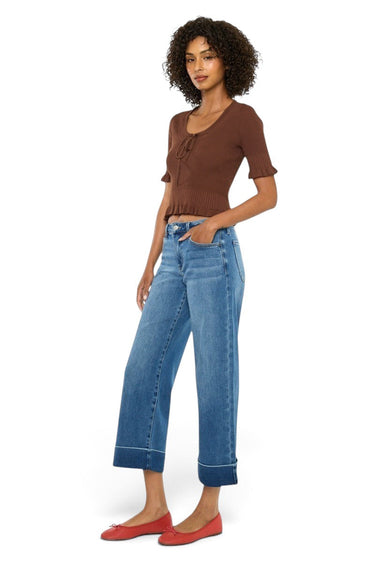 Kancan - Mid Rise Crop Wide Jeans (26" Inseam) - KC20131D