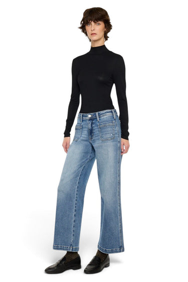 Kancan - Mid Rise Wide Leg Ankle Jeans (27" Inseam) - KC20126MD