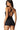 SaltTree Love Poem black airbrush onesie romper with crisscross back straps and French-cut leg on a model