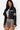 SaltTree Love Poem black faux leather cropped moto jacket with white racing stripes and a high snap collar on a model