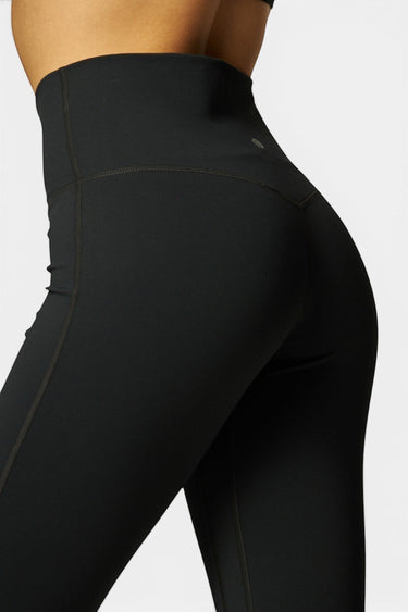 SaltTree Love Poem black high-rise flare leggings with a curved shaping waistband in buttery-soft stretch fabric