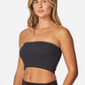 SaltTree Love Poem black ribbed seamless strapless tube top worn by a model