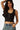 SaltTree Love Poem black double-layered scoop neck tank top worn by a model with a silver pendant necklace