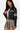 SaltTree Love Poem black faux leather cropped moto jacket with white racing stripes and a high snap collar