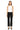 Model wearing SaltTree Mica Denim mid-rise ankle straight jeans in solid black with a white tank top