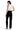 SaltTree Mica Denim high-rise slim wide-leg jeans in black with a raw hem worn by a model with a white tank top