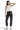 SaltTree model wearing Mica Denim charcoal high rise jogger cropped pants with a white tank top and sneakers.