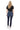 SaltTree Mica Denim Rivale high rise skinny jeans in dark indigo with a raw step hem, viewed from the back.