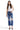 SaltTree model wearing Mica Denim medium blue high-rise vintage crop flare jeans with ripped knees and raw frayed hem