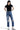 SaltTree Mica Denim high rise straight crop jeans in medium dark wash with heavy distressing and frayed step hem.