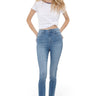 SaltTree Mica Denim Metsovo high rise ankle skinny jeans in medium blue with a clean finish and no distressing.