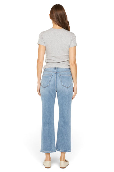 SaltTree Mica Denim super high-rise straight loose fit jeans in medium blue with a clean finish, back view.