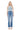 SaltTree Mica Denim Aniello super high rise straight leg jeans in medium blue with raw fringe hem and distressing.