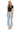 SaltTree model wearing Mica Denim high rise wide leg jeans in icy light blue wash with a raw hem and distressed detail.