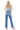 SaltTree Mica Denim Aniello super high rise straight leg jeans in medium blue with a raw fringe hem, back view.