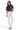 Model wearing SaltTree Mica Denim white high rise slim straight tummy tuck jeans with a cropped charcoal t-shirt.