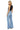SaltTree Mica Denim high rise light wash distressed wide leg jeans with raw hem on a blonde model