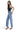 SaltTree model wearing Mica Denim super high rise wide leg jeans in medium blue wash with a raw hem